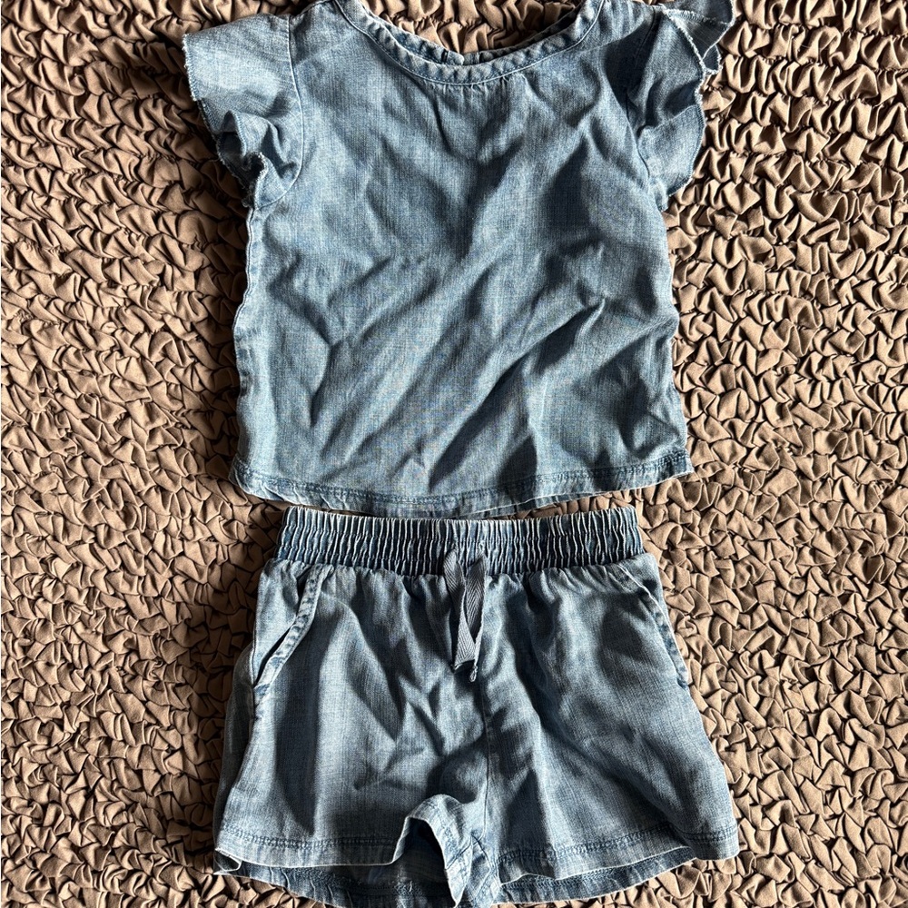 Splendid Denim Top and Shorts Set Summer Outfit Beach vacay